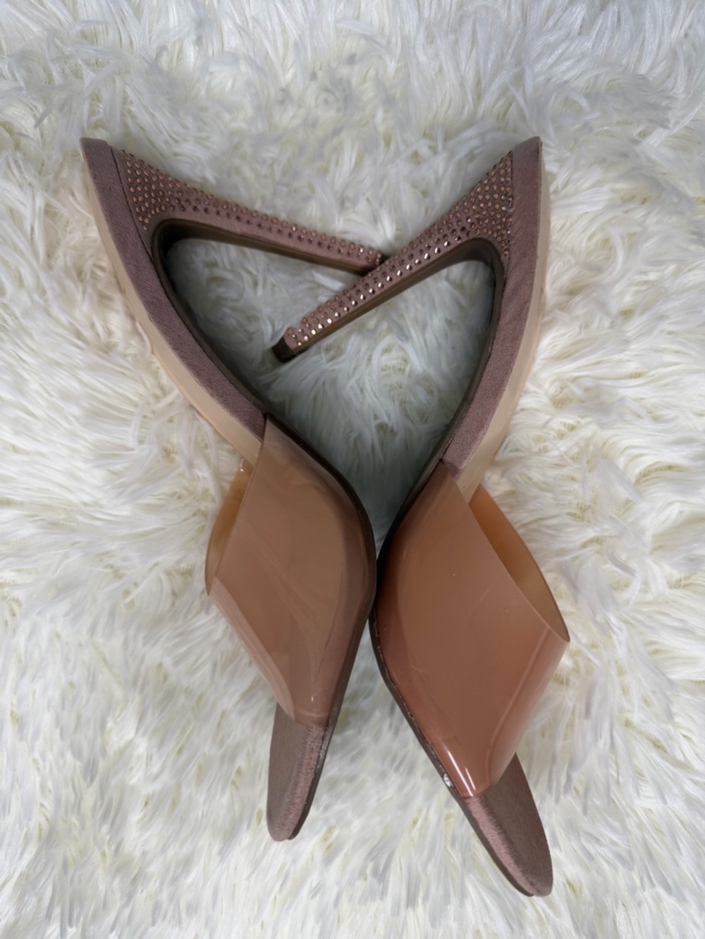 bebe Clear Strap Open-Toe Heels – Size 7.5 – Nude/Mauve Pre‑Loved - Picture 7 of 7